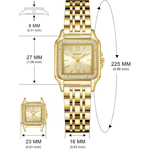 ⚡Ladies Watches for Women Square Luxury Stainless Steel Small Wrist Watch - Picture 5 of 8